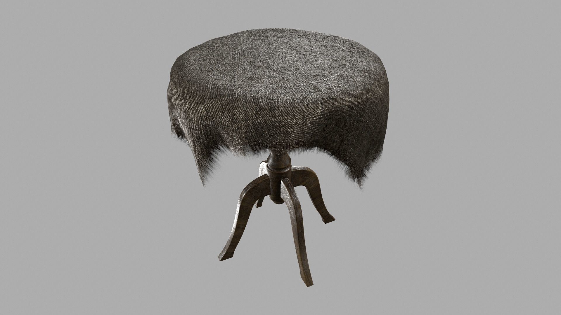 Table stool with cloth Low-poly 3D model_8