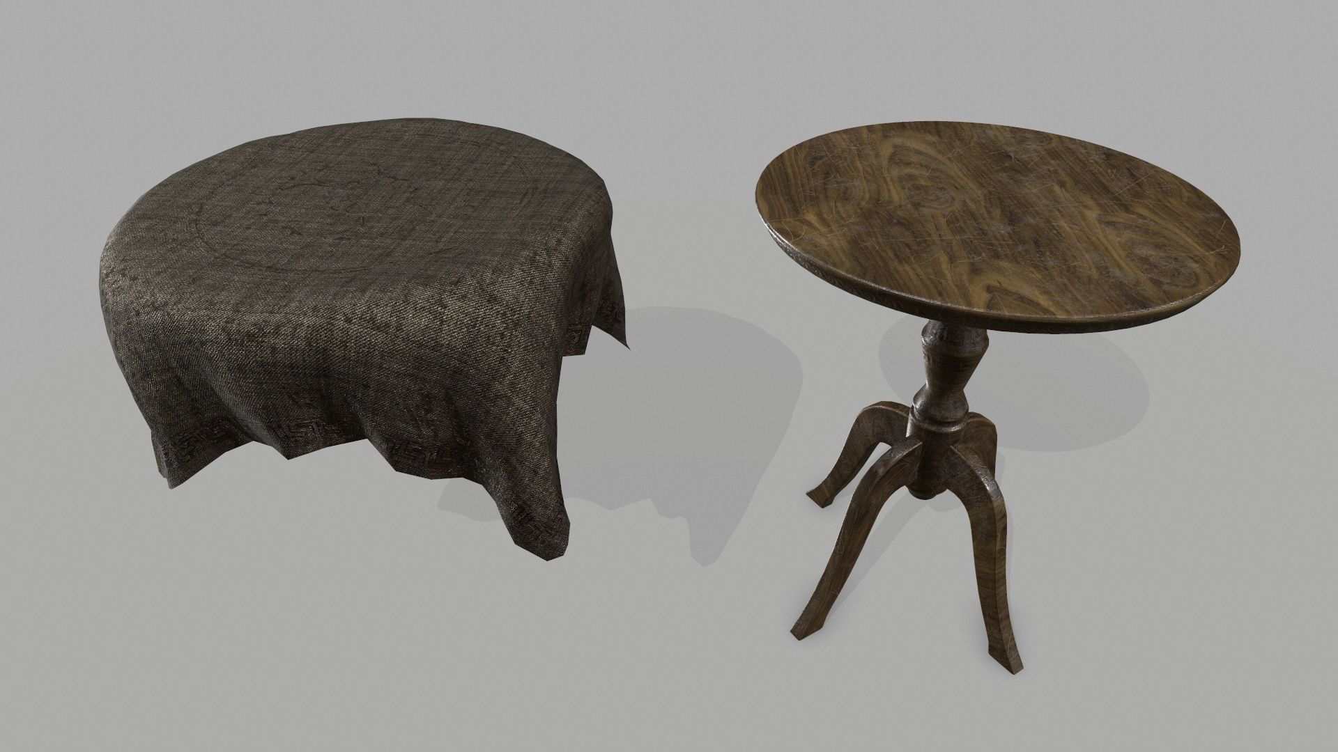 Table stool with cloth Low-poly 3D model_4