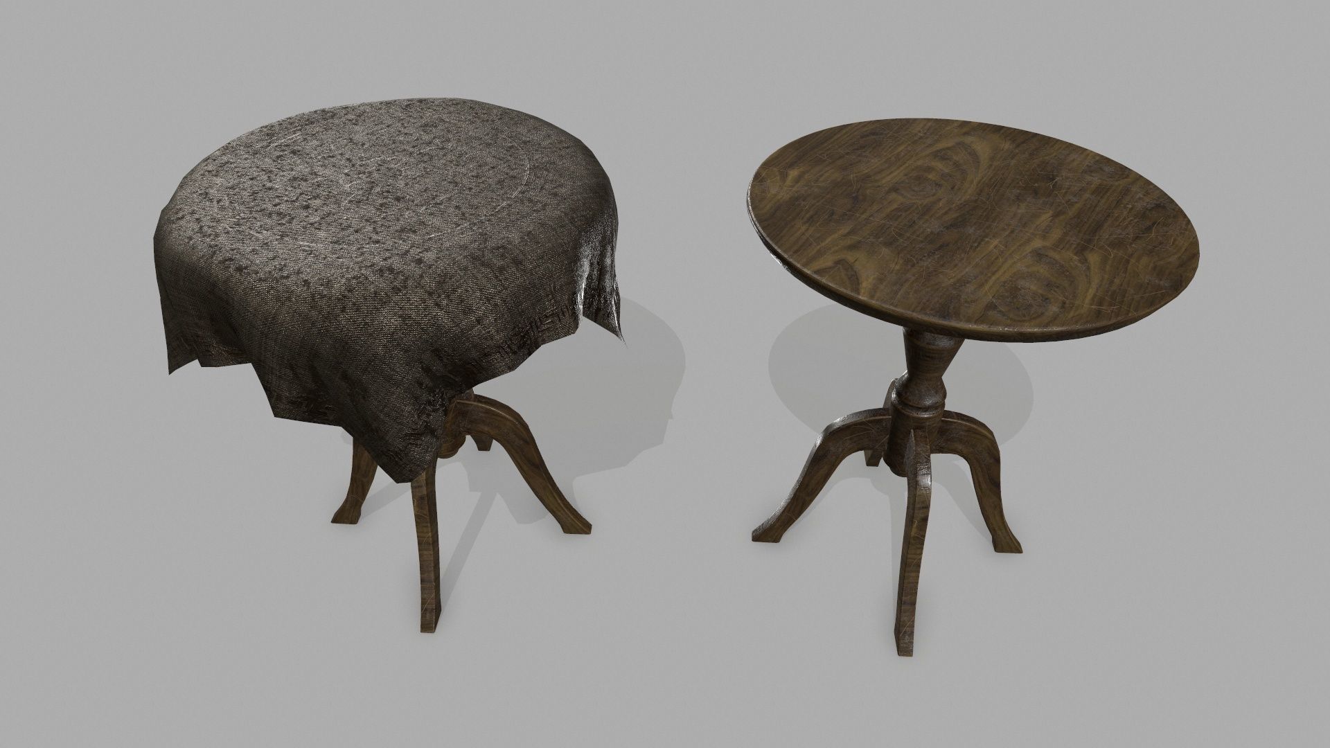 Table stool with cloth Low-poly 3D model_1