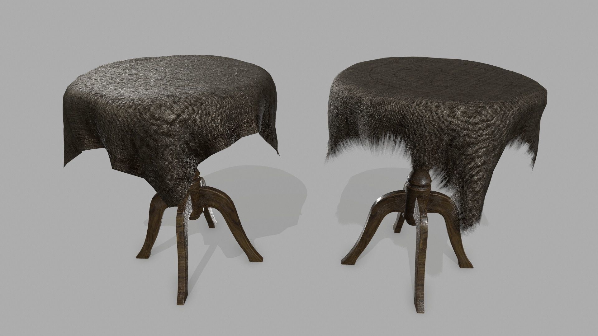 Table stool with cloth Low-poly 3D model_2