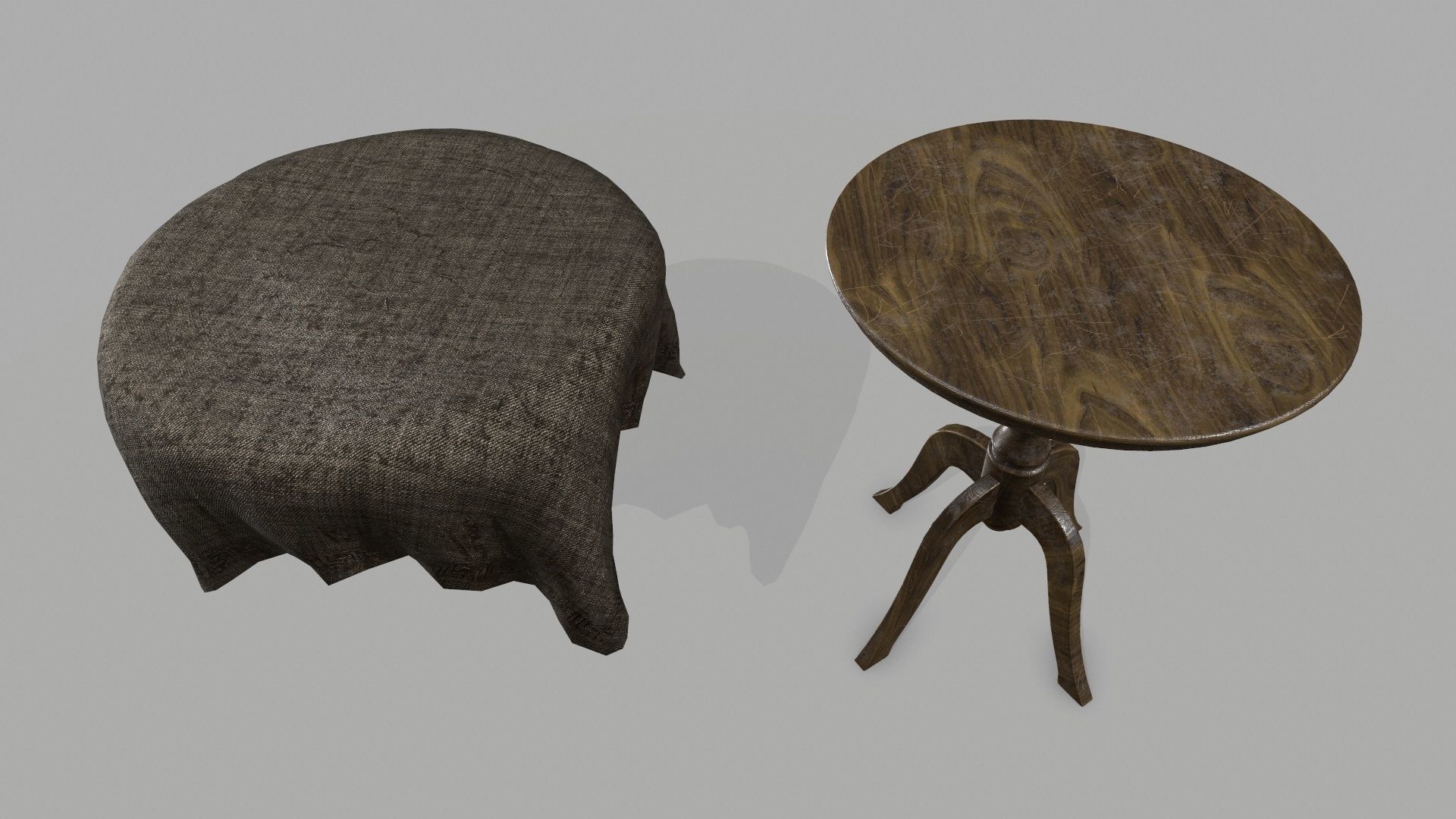 Table stool with cloth Low-poly 3D model_5