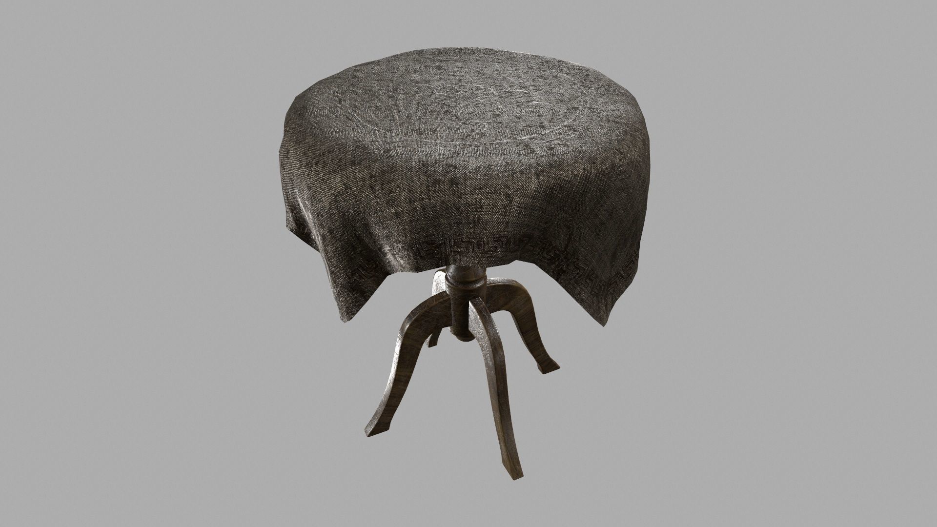 Table stool with cloth Low-poly 3D model_7