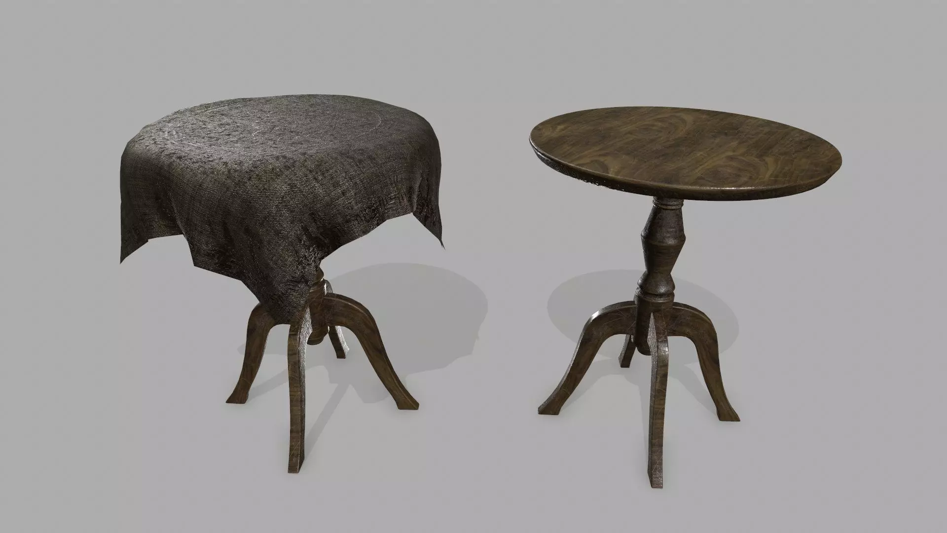 Table stool with cloth Low-poly 3D model_0