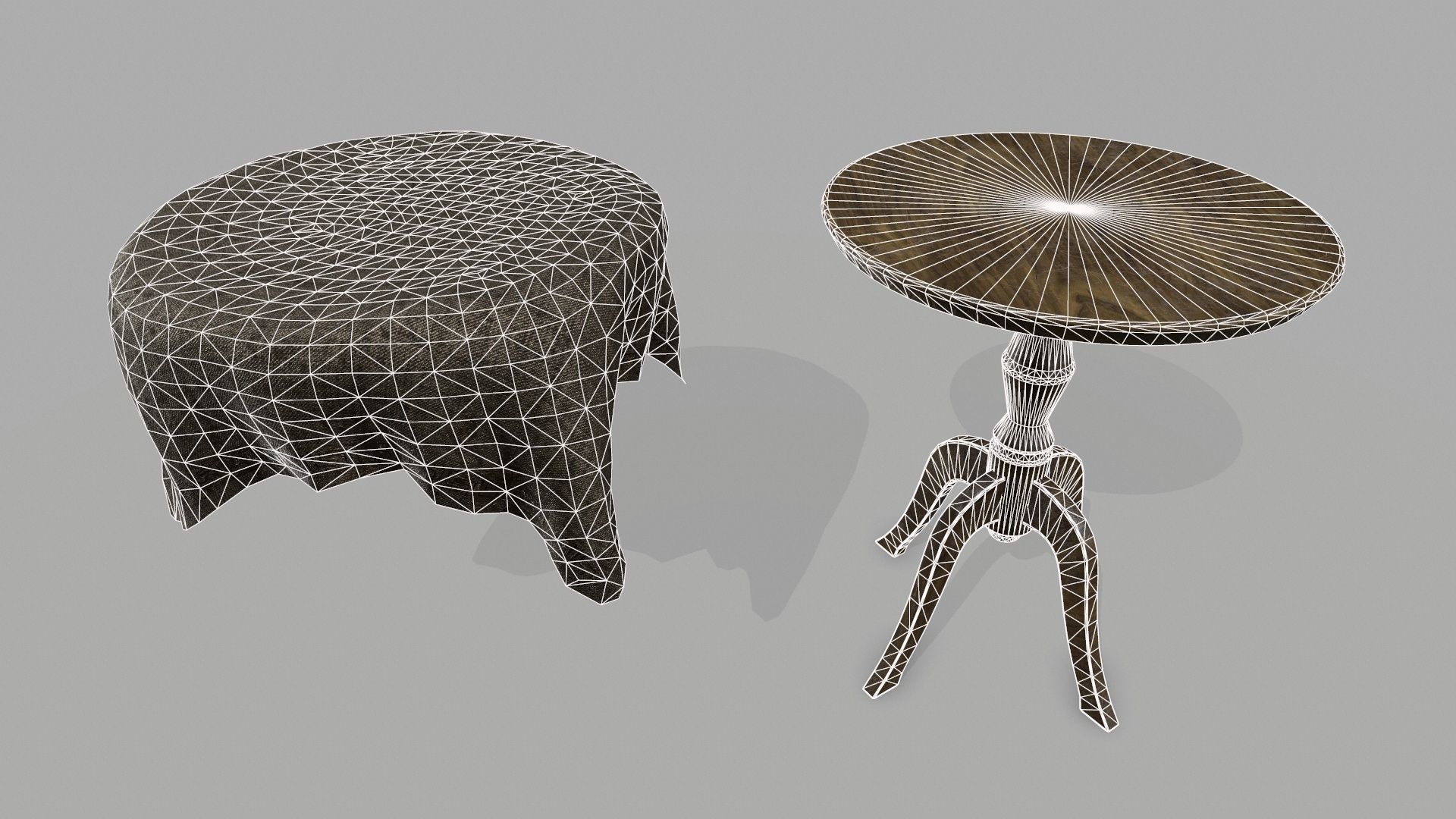 Table stool with cloth Low-poly 3D model_6