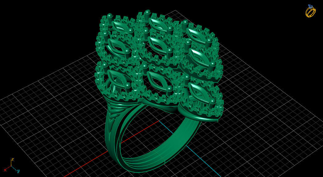 Marquise  Rhombus Style Ruby Diamond Gold Ring 3D print model_17