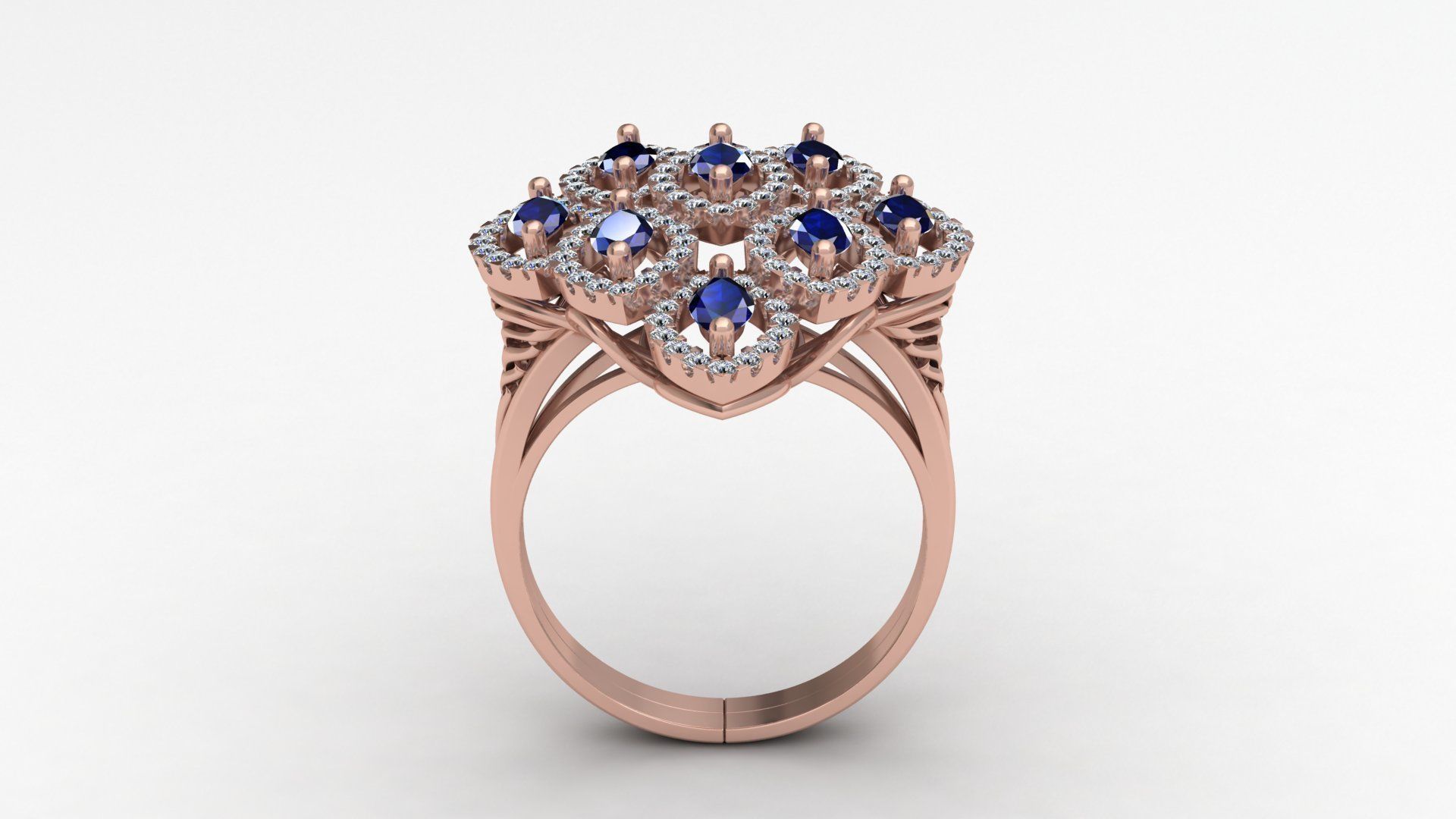 Marquise  Rhombus Style Ruby Diamond Gold Ring 3D print model_12