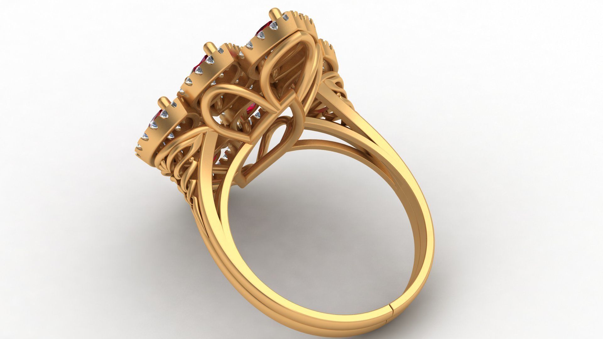 Marquise  Rhombus Style Ruby Diamond Gold Ring 3D print model_7