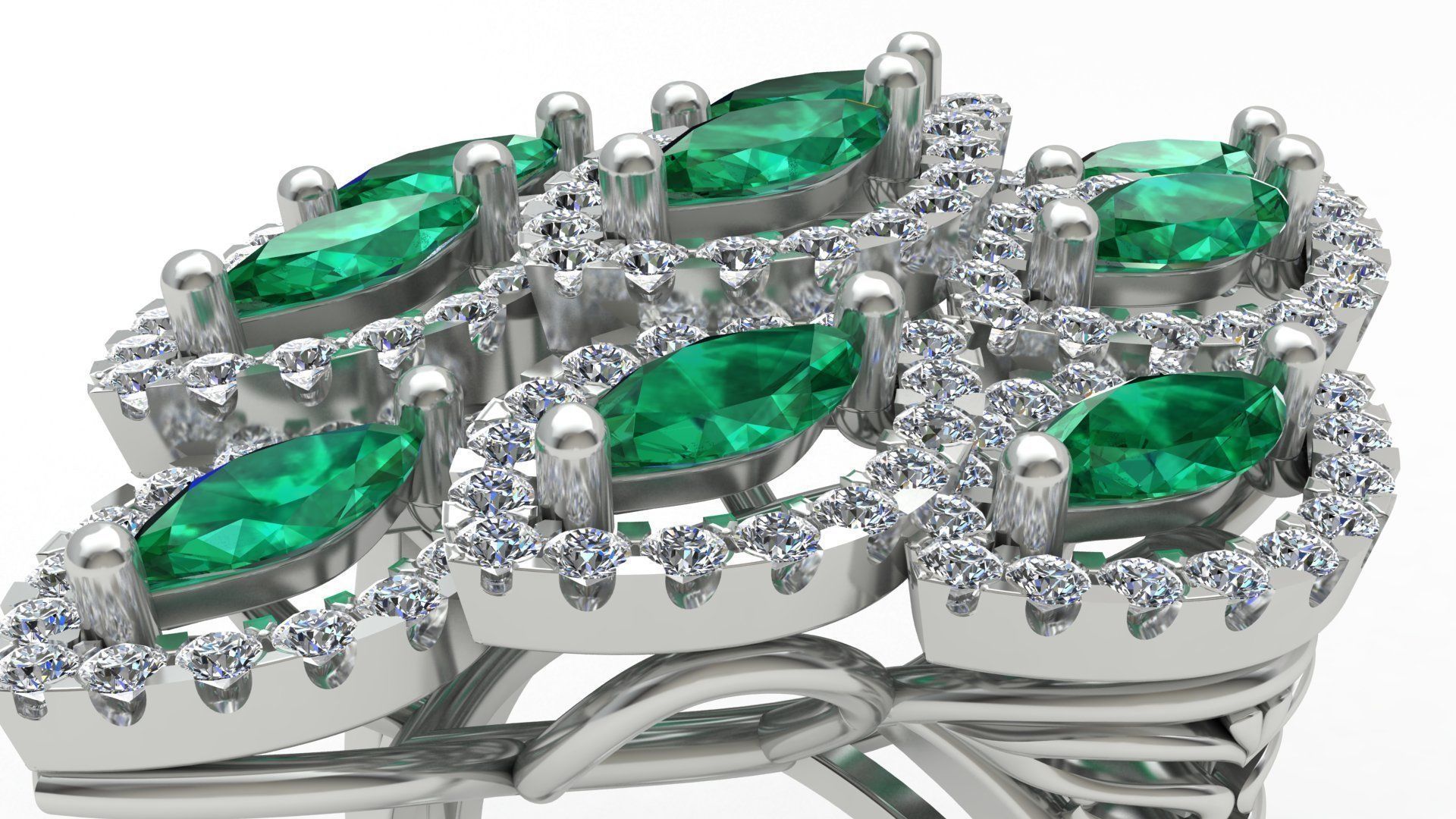 Marquise  Rhombus Style Ruby Diamond Gold Ring 3D print model_15