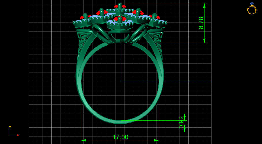 Marquise  Rhombus Style Ruby Diamond Gold Ring 3D print model_19