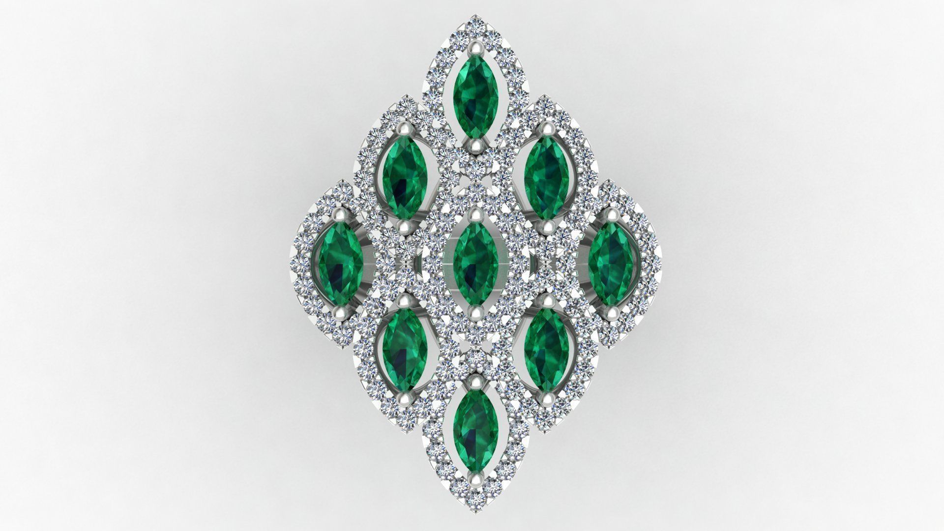 Marquise  Rhombus Style Ruby Diamond Gold Ring 3D print model_14