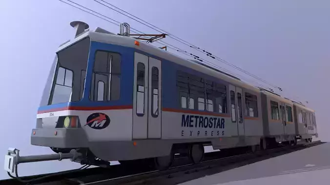 Train metro on tracks Low-poly 3D model