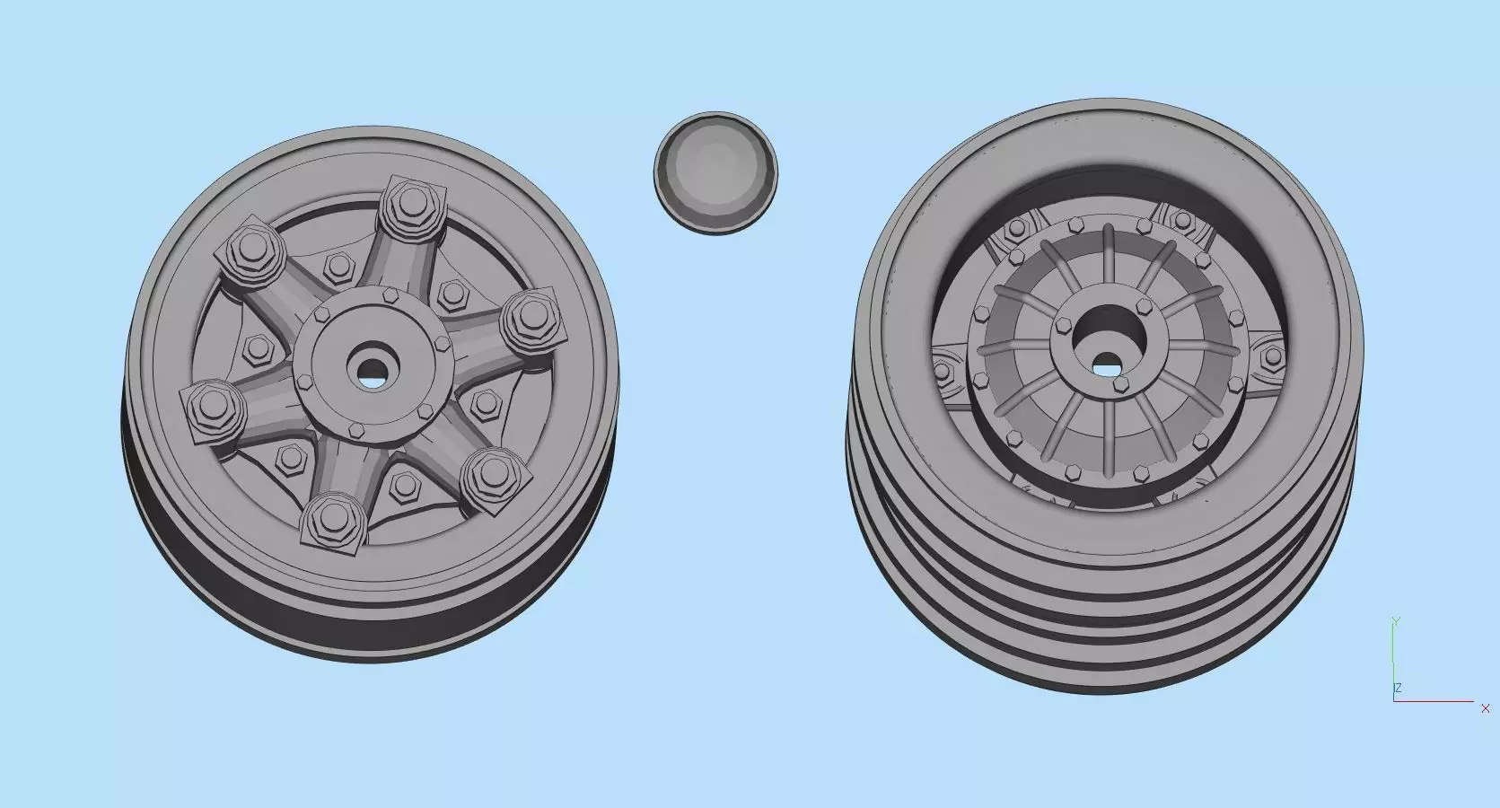 Front and rear car rims printable Car accessories Double Wheels 3D print model