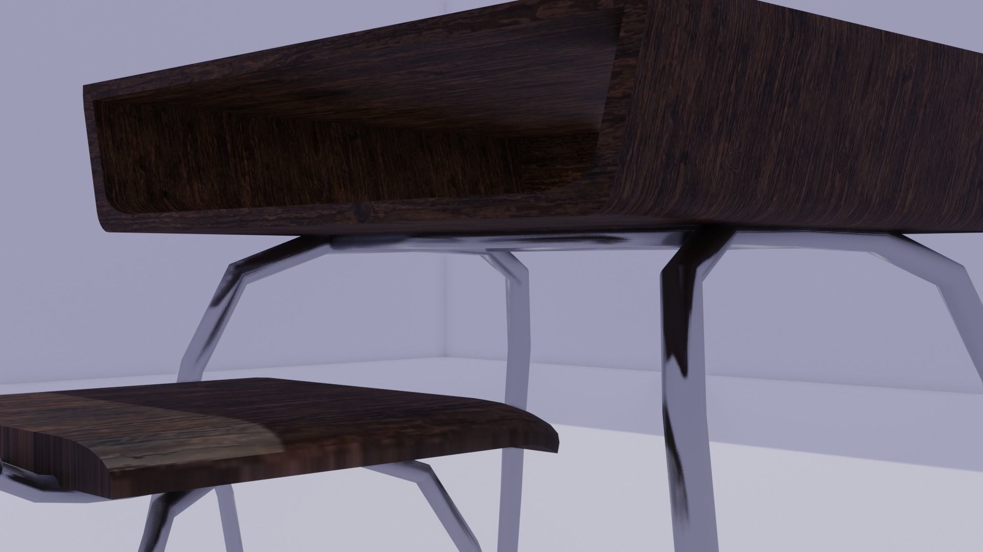 School Table and Chair  Low-poly 3D model_3