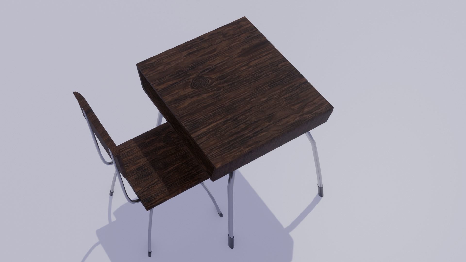 School Table and Chair  Low-poly 3D model_2
