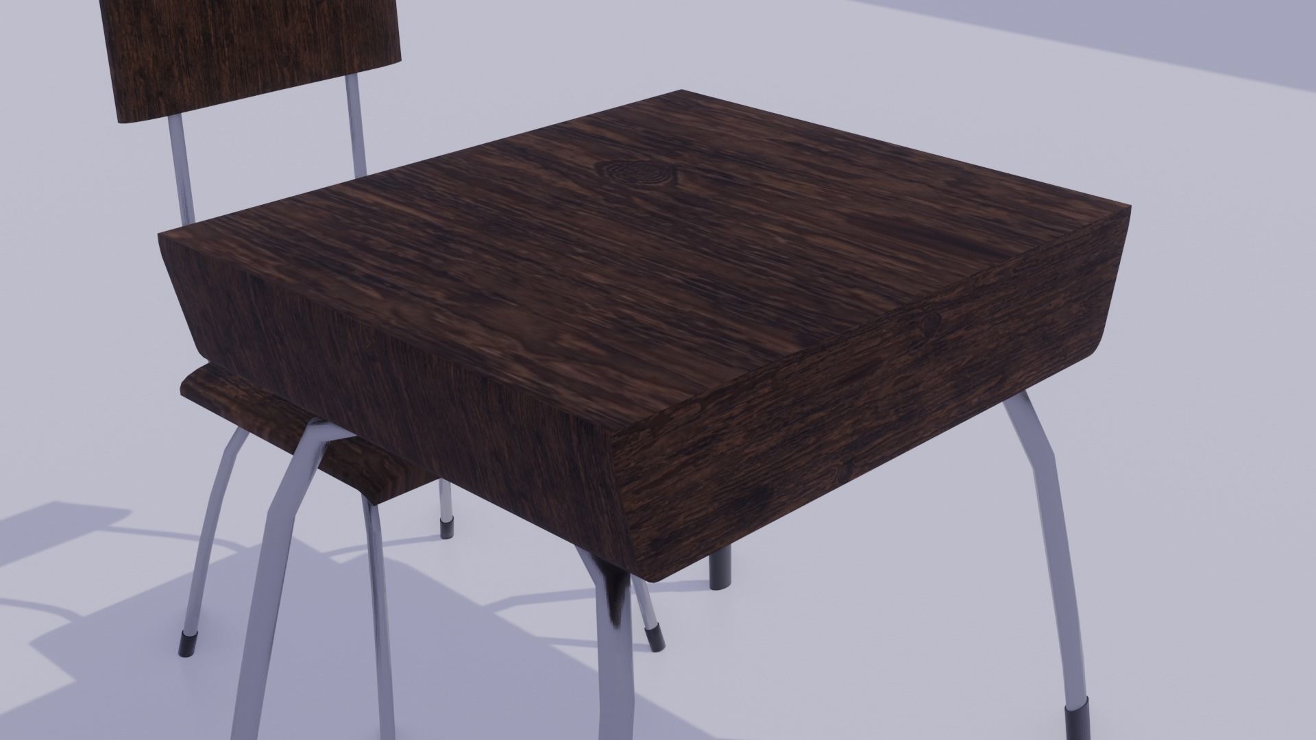 School Table and Chair  Low-poly 3D model_4