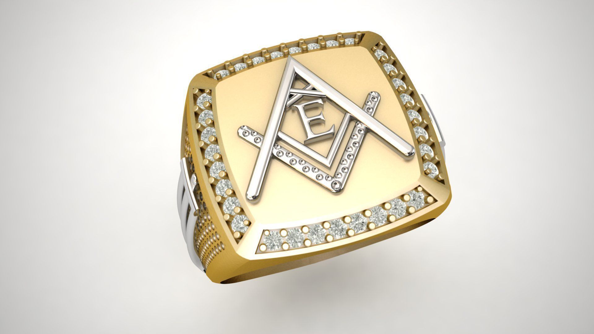 E - LETTER  SIGNET RING 3D print model_1