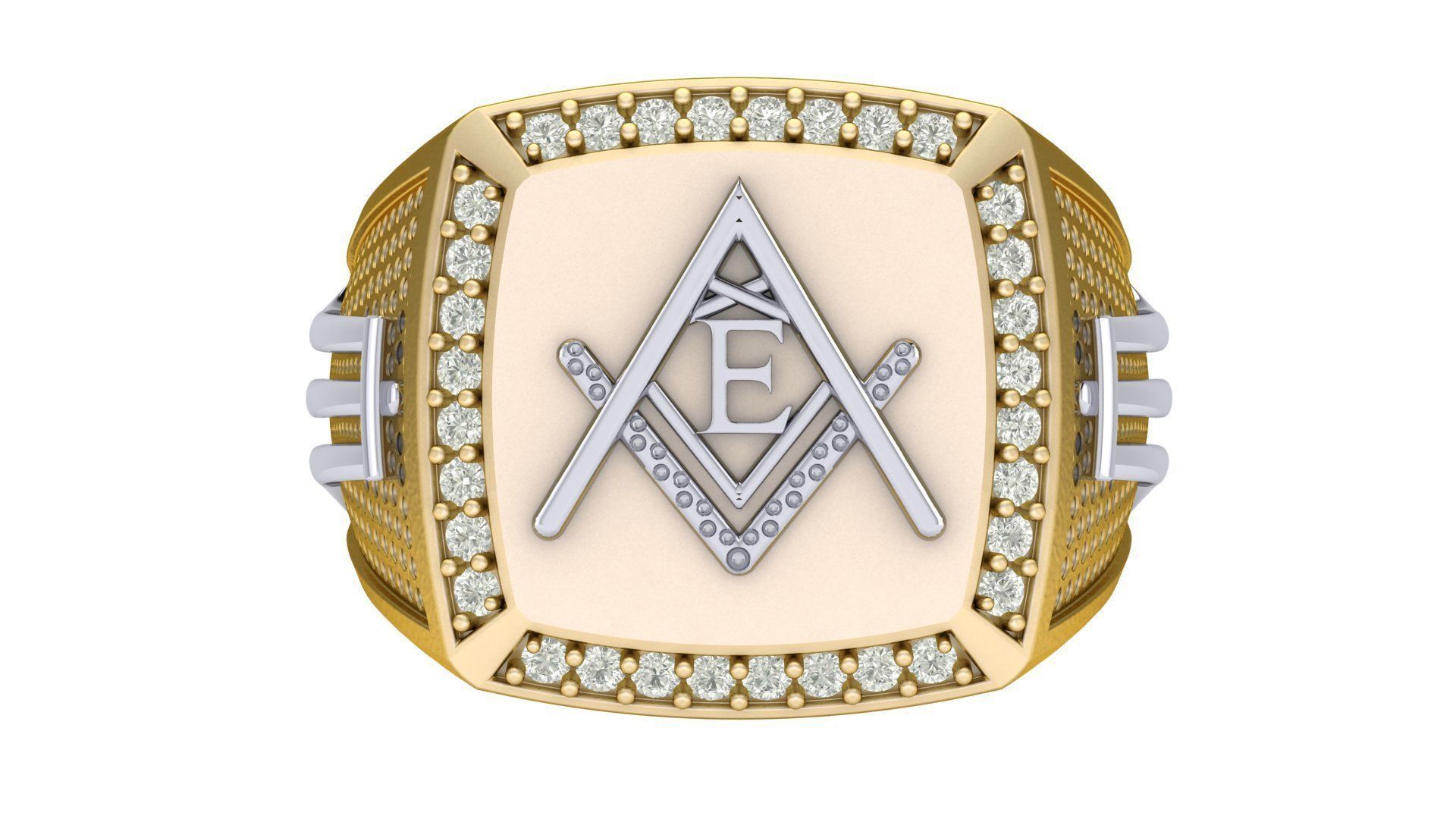 E - LETTER  SIGNET RING 3D print model_2