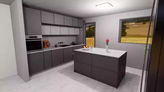 modern kitchen with island
