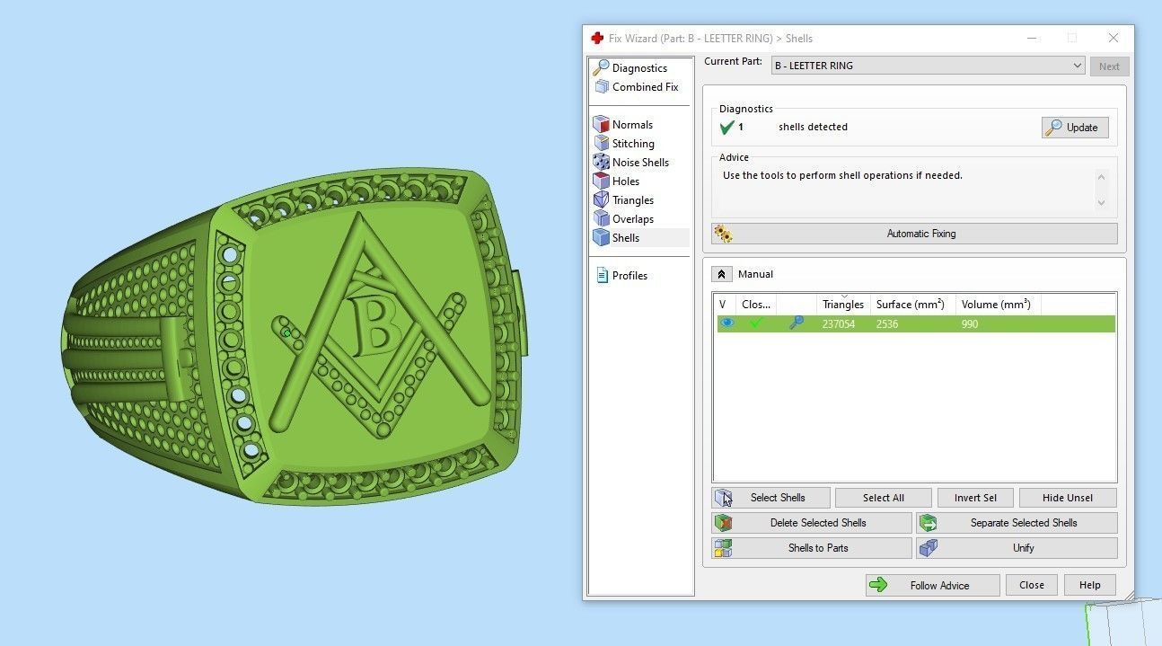 B - LETTER  SIGNET RING 3D print model_8