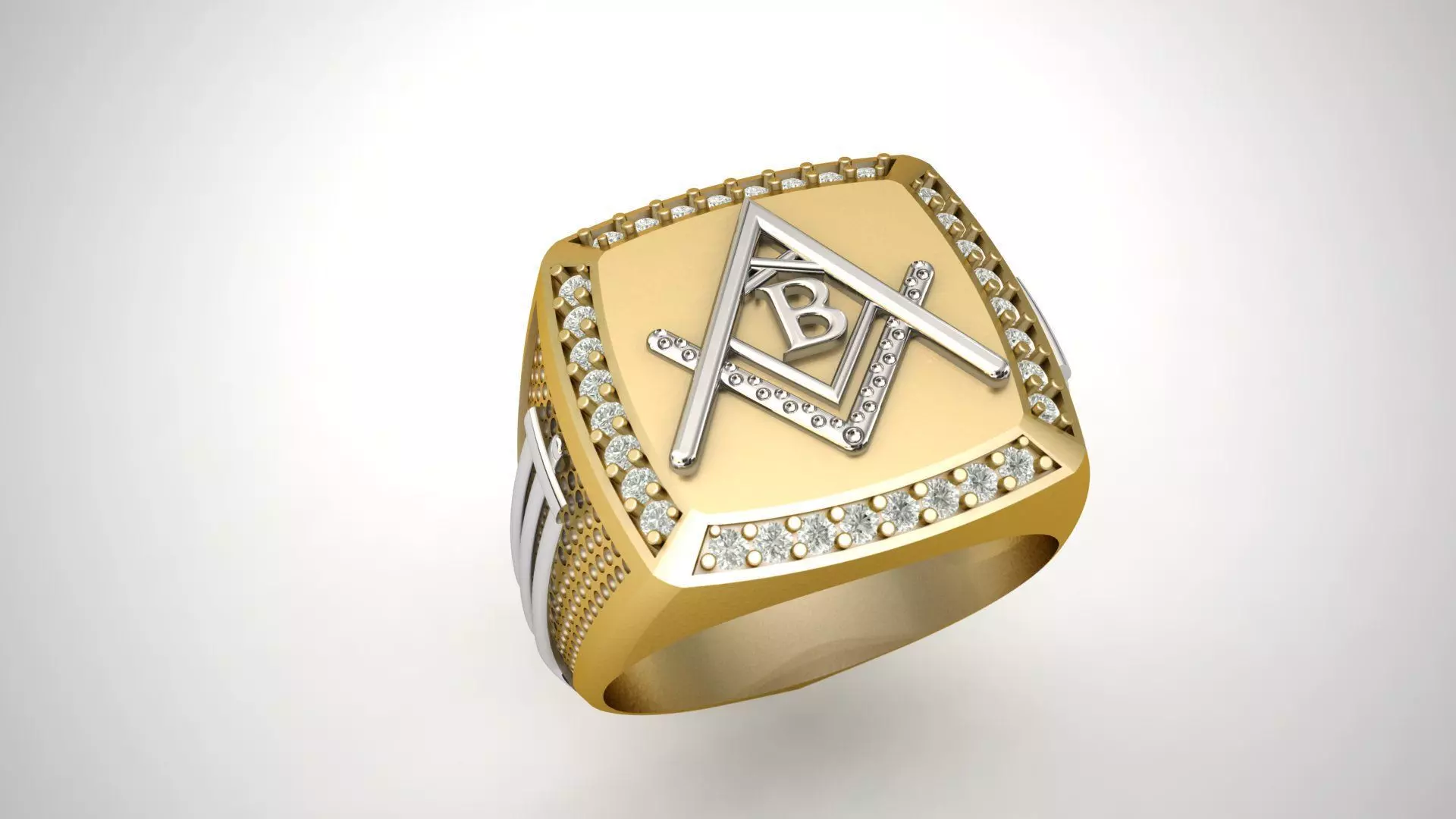 B - LETTER  SIGNET RING 3D print model_0