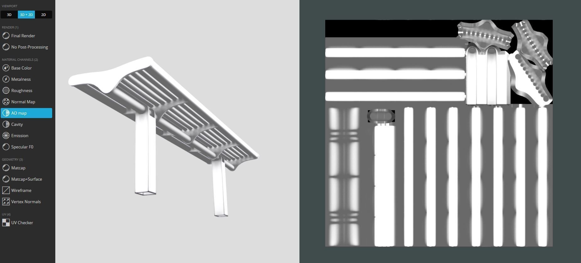 Bench 5 Low-Poly Blue Painted Metal Low-poly 3D model_12