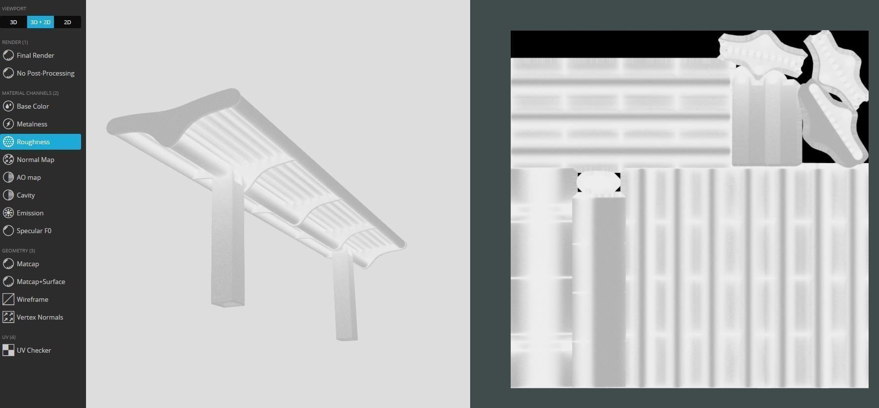 Bench 5 Low-Poly Blue Painted Metal Low-poly 3D model_6