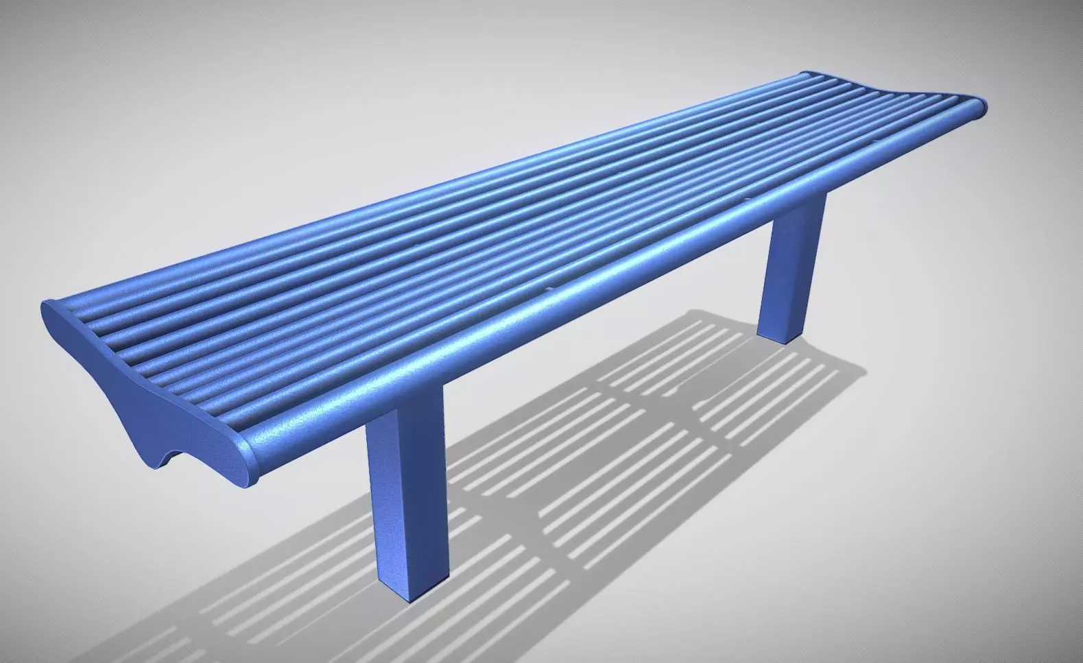 Bench 5 Low-Poly Blue Painted Metal Low-poly 3D model_0