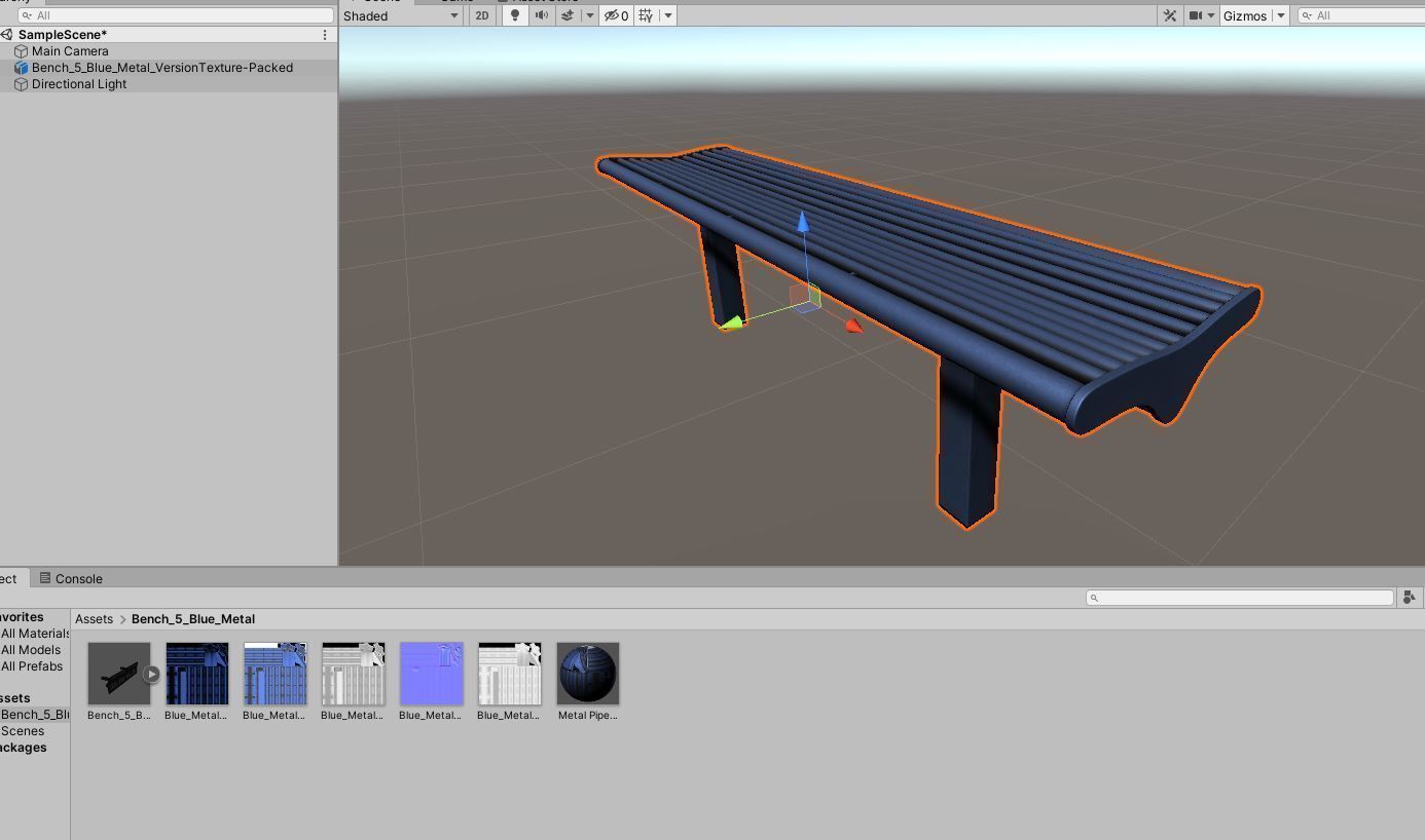 Bench 5 Low-Poly Blue Painted Metal Low-poly 3D model_5