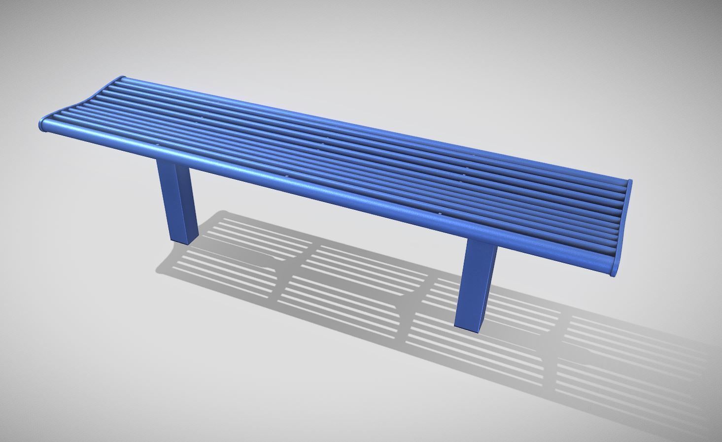 Bench 5 Low-Poly Blue Painted Metal Low-poly 3D model_3