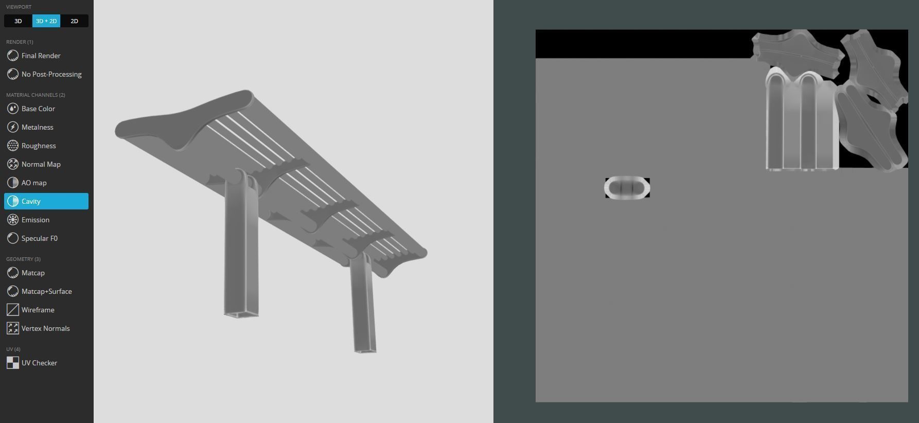 Bench 5 Low-Poly Blue Painted Metal Low-poly 3D model_10