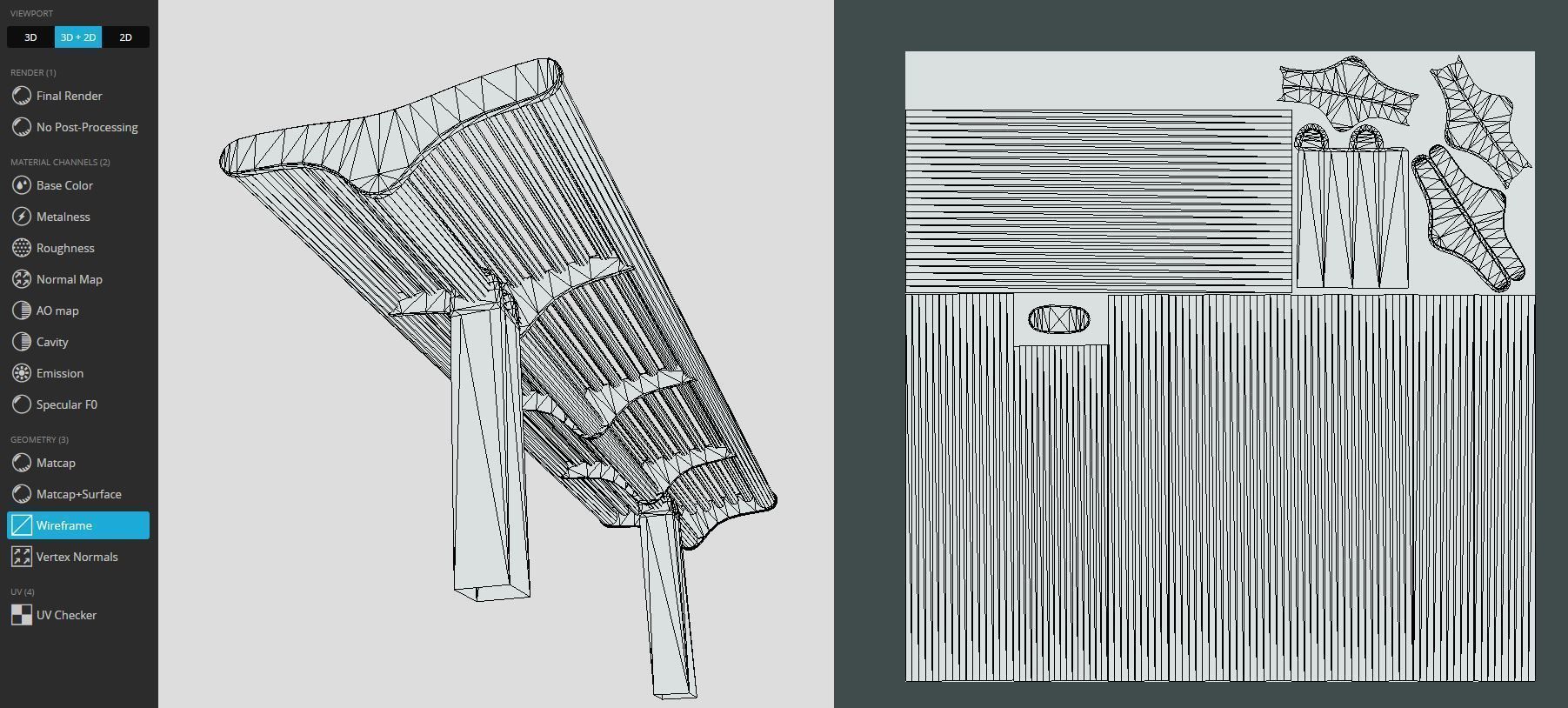 Bench 5 Low-Poly Blue Painted Metal Low-poly 3D model_11