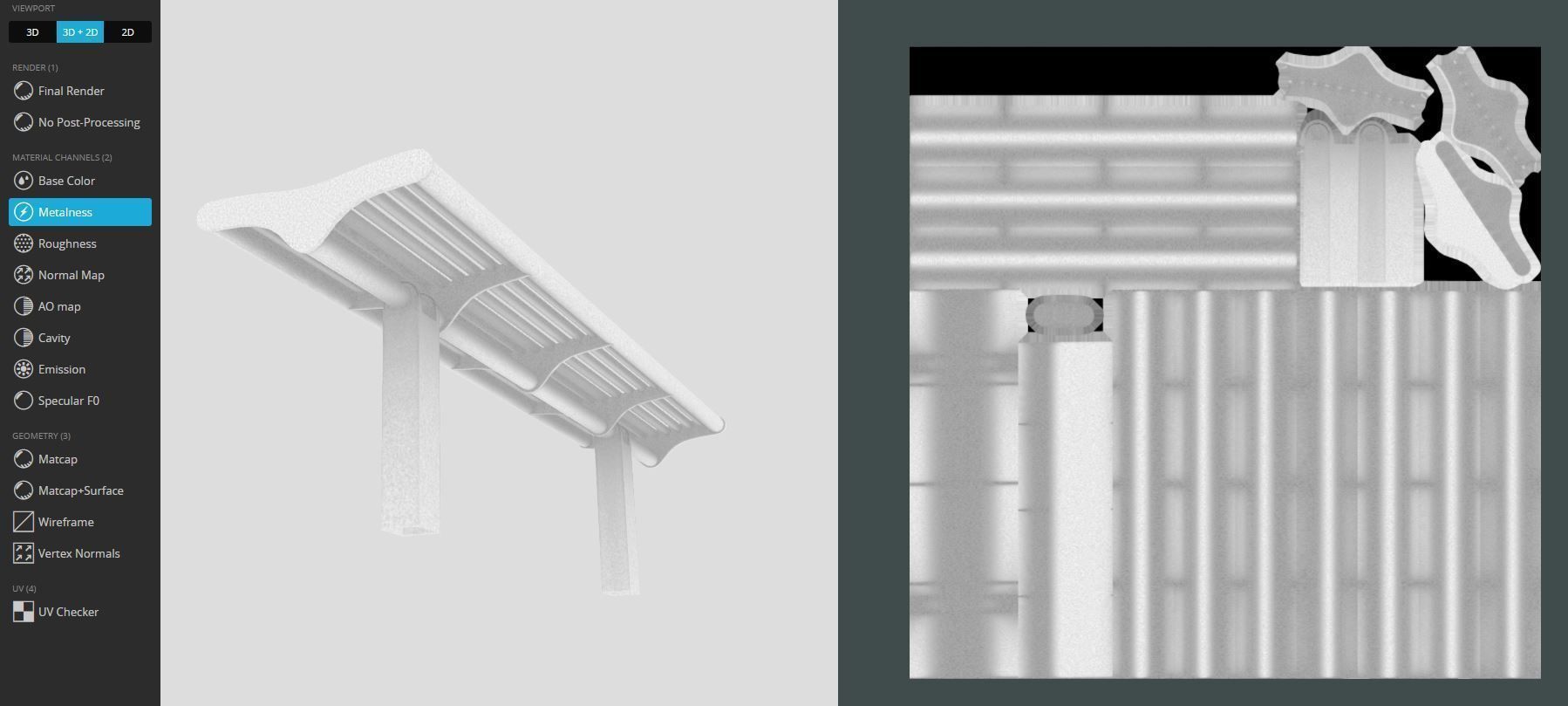 Bench 5 Low-Poly Blue Painted Metal Low-poly 3D model_7