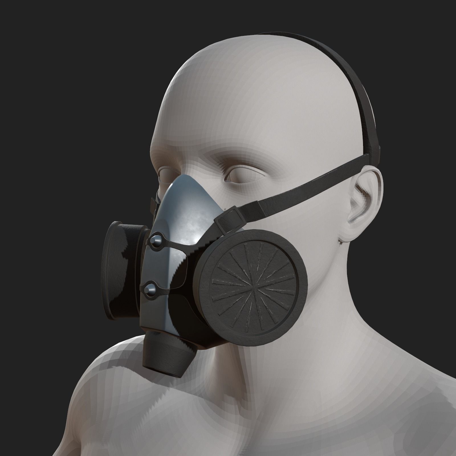 Gas mask helmet scifi futuristic military combat Low-poly 3D model_4
