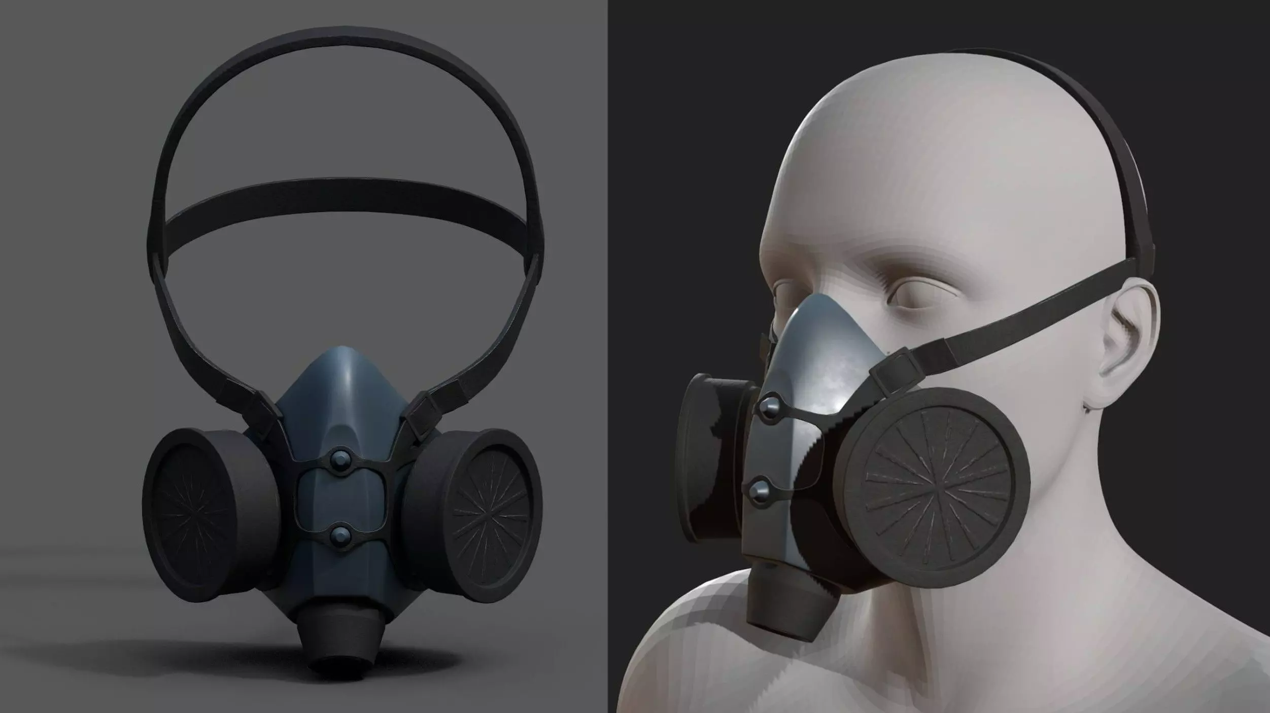 Gas mask helmet scifi futuristic military combat Low-poly 3D model_0