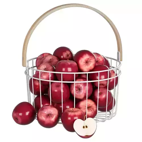 Red apples in a metal basket
