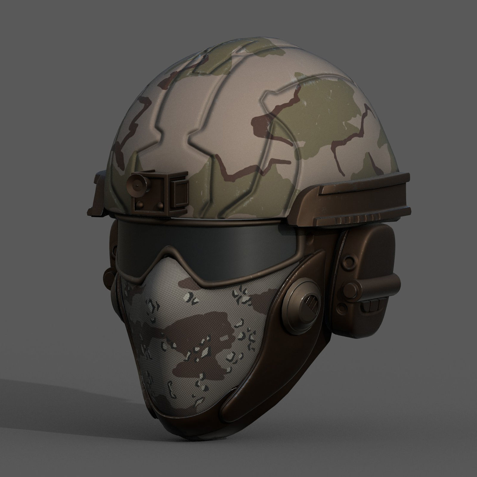 Helmet scifi military combat 3d futuristic technology Low-poly 3D model_3