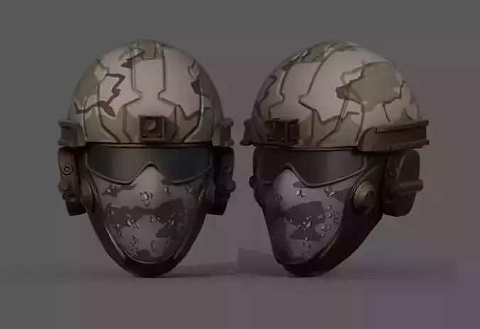 Helmet scifi military combat 3d futuristic technology  Low-poly 3D model