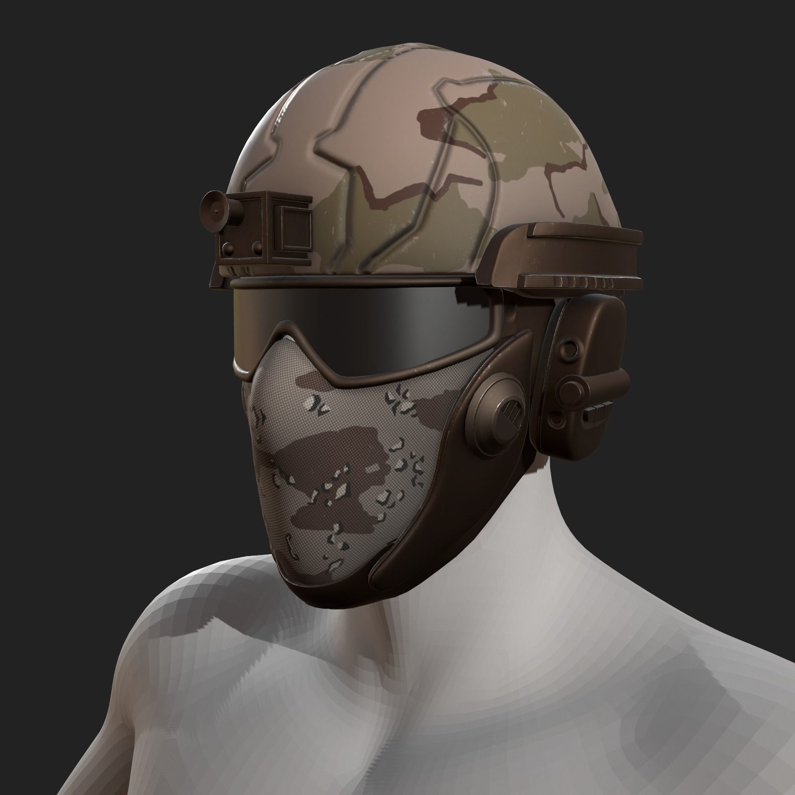 Helmet scifi military combat 3d futuristic technology Low-poly 3D model_4