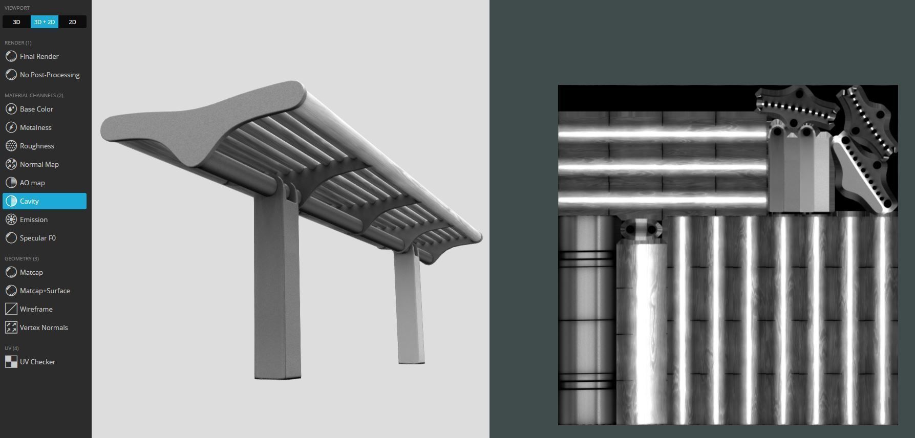 Bench 5 Low-Poly Wood Steel Mixed Version Low-poly 3D model_18