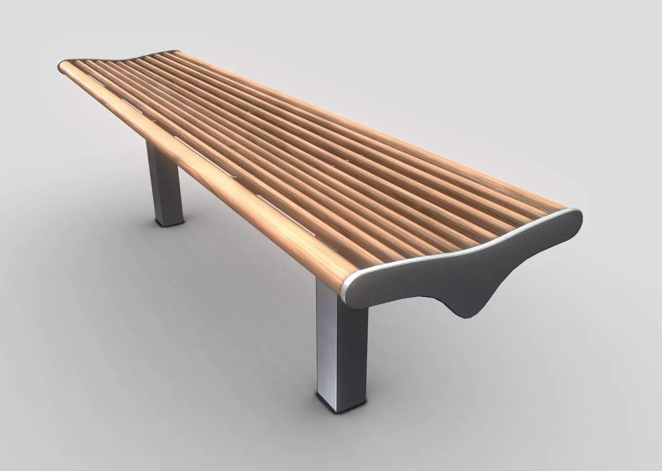 Bench 5 Low-Poly Wood Steel Mixed Version Low-poly 3D model_0