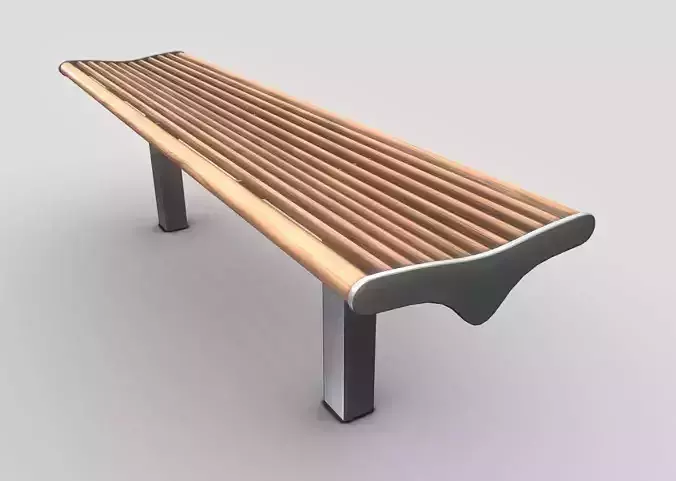 Bench 5 Low-Poly Wood Steel Mixed Version Low-poly 3D model Bench 5 Low-Poly Wood Steel Mixed Version Low-poly 3D model