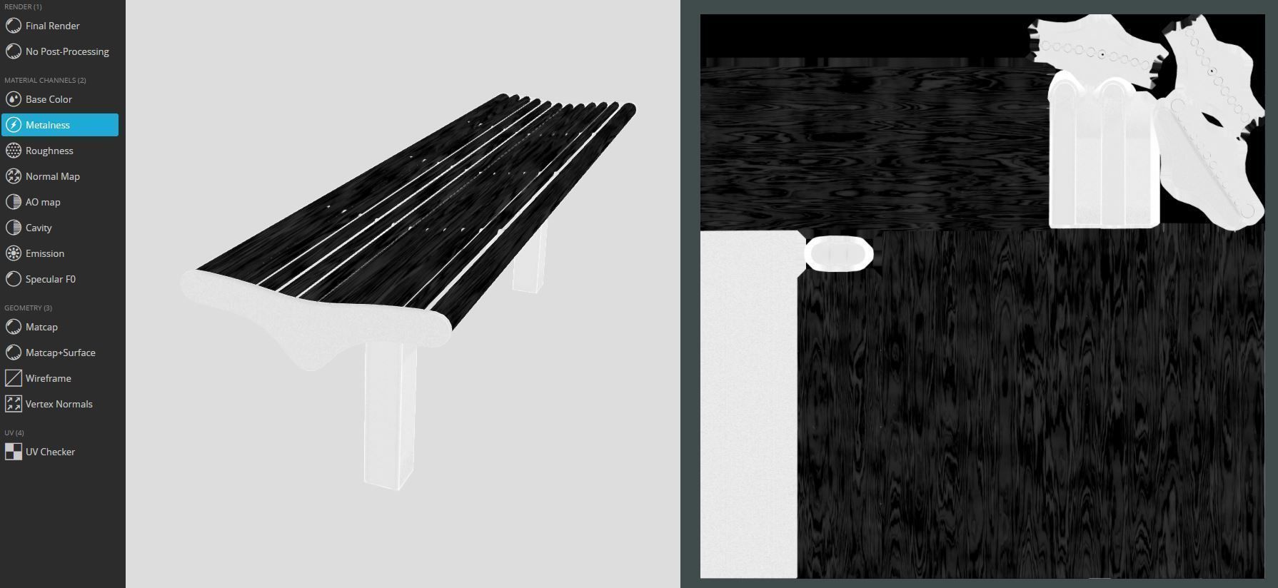 Bench 5 Low-Poly Wood Steel Mixed Version Low-poly 3D model_17