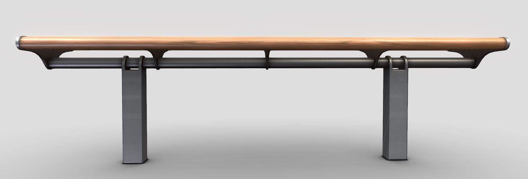 Bench 5 Low-Poly Wood Steel Mixed Version Low-poly 3D model_4