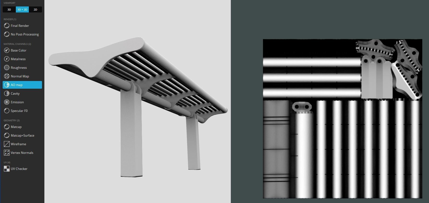 Bench 5 Low-Poly Wood Steel Mixed Version Low-poly 3D model_15