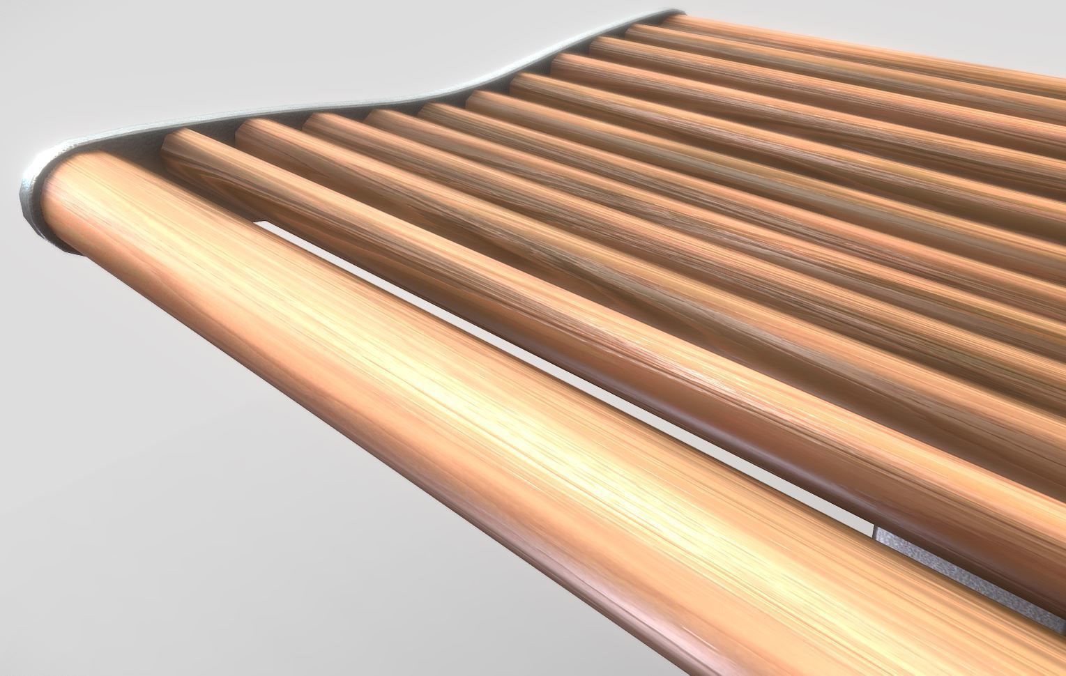 Bench 5 Low-Poly Wood Steel Mixed Version Low-poly 3D model_2