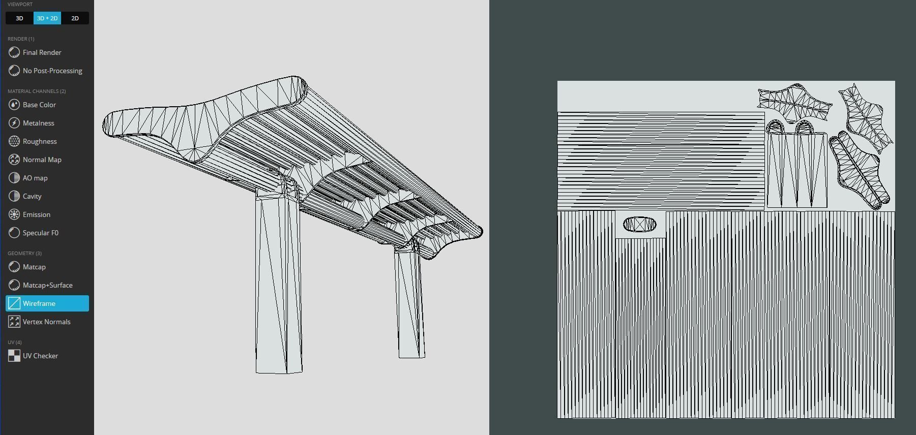 Bench 5 Low-Poly Wood Steel Mixed Version Low-poly 3D model_19