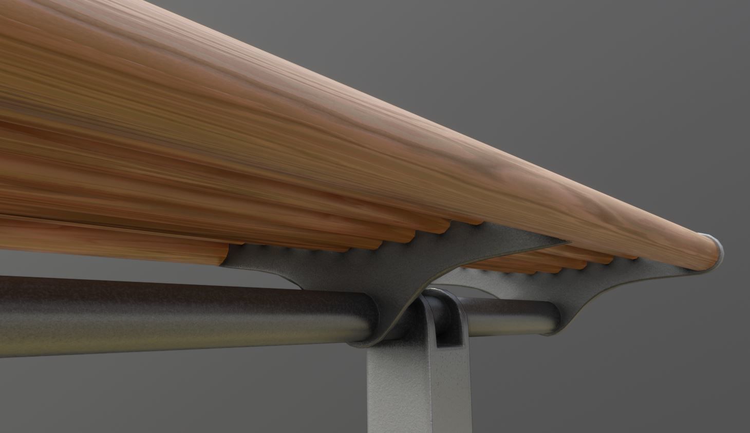 Bench 5 Low-Poly Wood Steel Mixed Version Low-poly 3D model_6