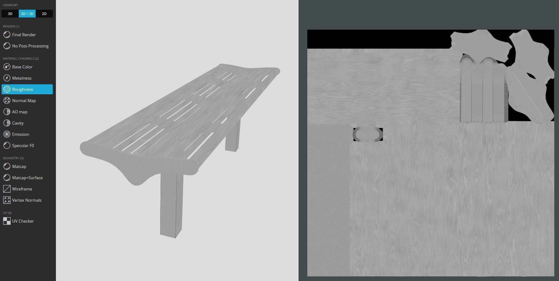 Bench 5 Low-Poly Wood Steel Mixed Version Low-poly 3D model_16