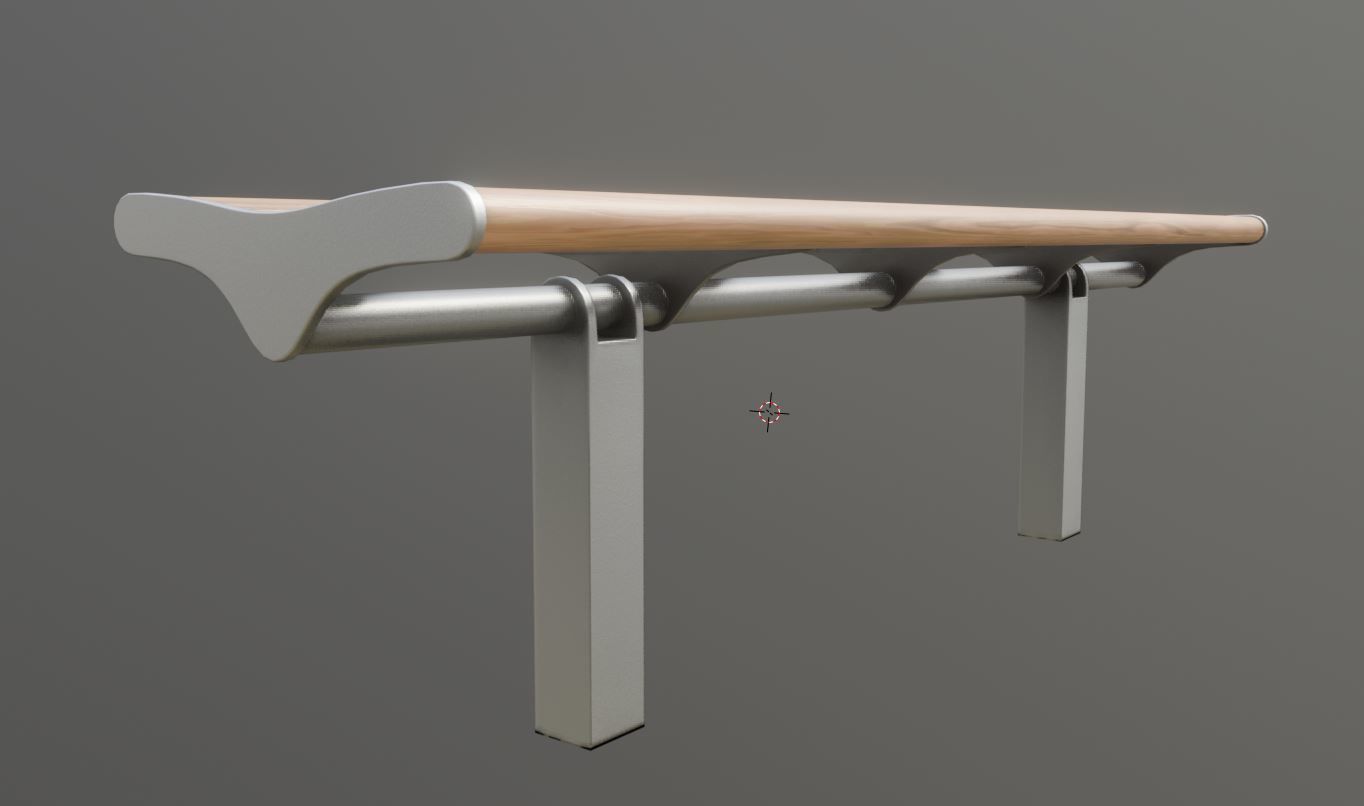 Bench 5 Low-Poly Wood Steel Mixed Version Low-poly 3D model_1