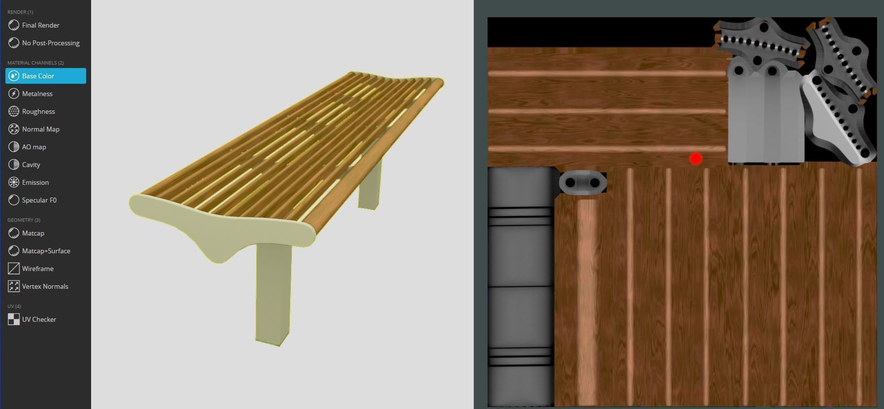 Bench 5 Low-Poly Wood Steel Mixed Version Low-poly 3D model_14